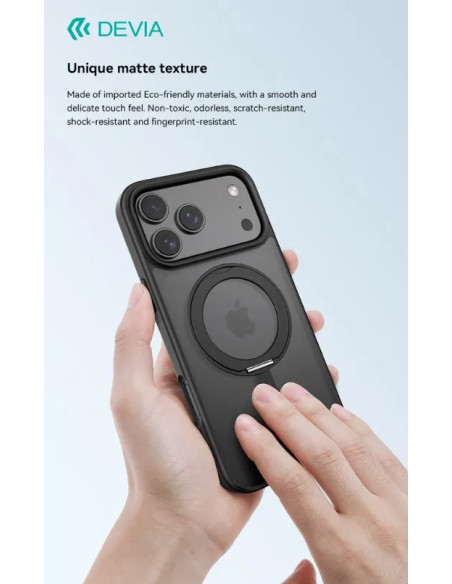 DEVIA CARCASA MAGNETIC SOPORTE GIRATORIO IPHONE 17 NEGRO