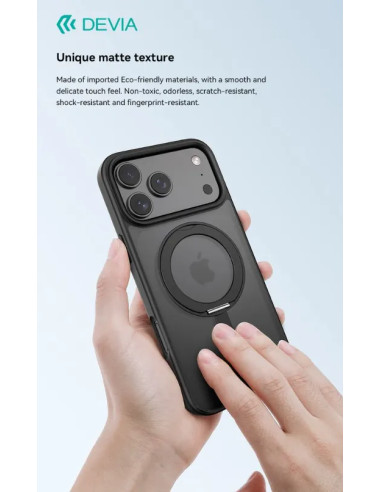 DEVIA CARCASA MAGNETIC SOPORTE GIRATORIO IPHONE 17 PRO NEGRO