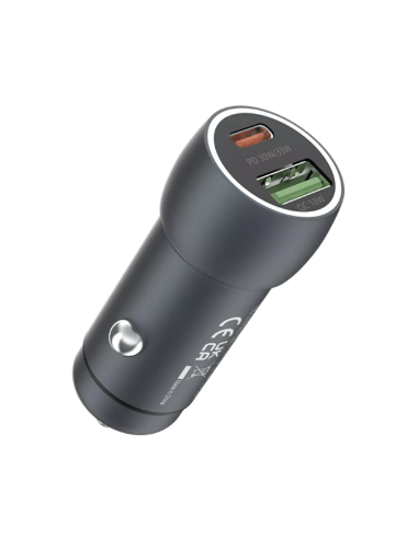 DEVIA CARGADOR COCHE EXTREME 48W (PD30W + QC 3.0 18W) NEGRO