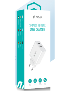 DEVIA CARGADOR DOBLE USB 2.4A CARGA RAPIDA BLANCO 2