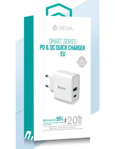 DEVIA CARGADOR SMART DUAL PD 20w + QC 3.0 2
