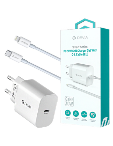 DEVIA CARGADOR SMART PD 30W LIGHTNING - USBc 1M BLANCO