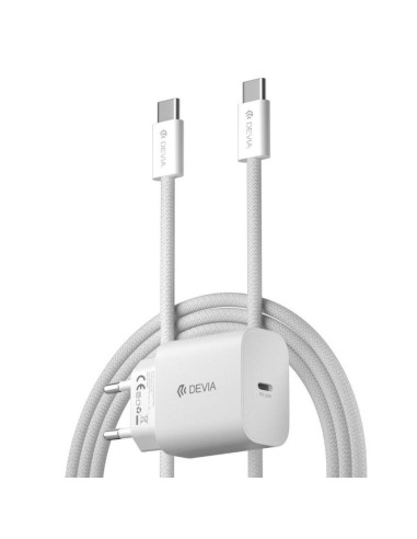 DEVIA CARGADOR TIPO C 30w + CABLE C-C 3A BLANCO