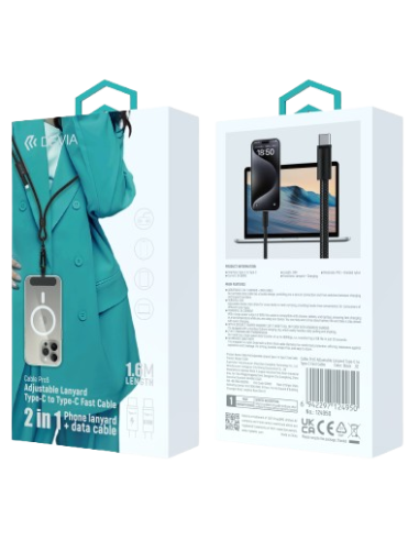DEVIA COLGANTE/CABLE C-C 60W 1.6m NEGRO