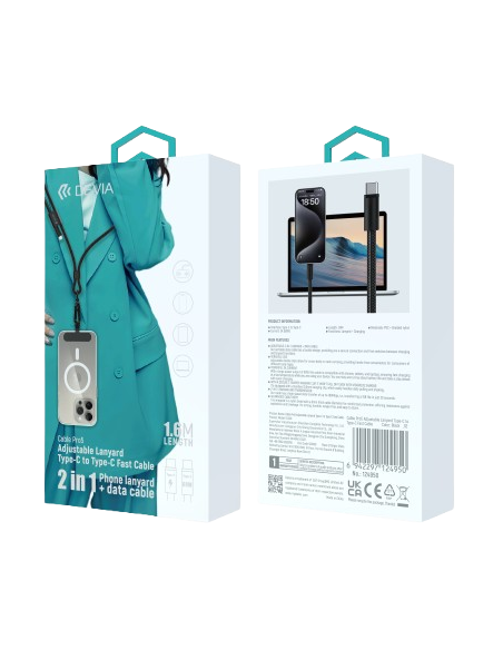 DEVIA COLGANTE/CABLE C-C 60W 1.6m NEGRO