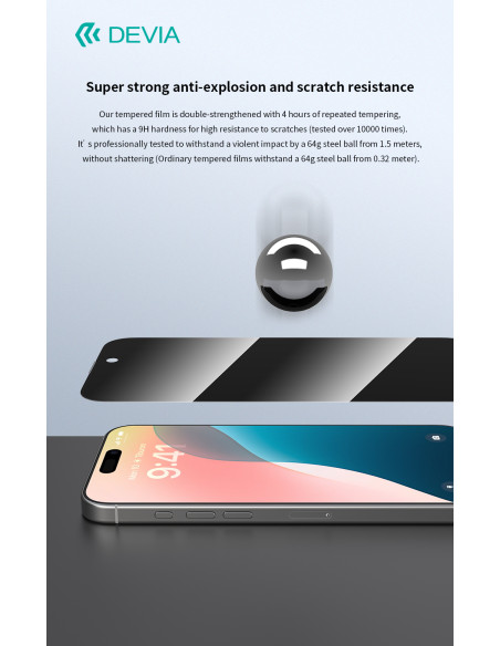 DEVIA CRISTAL TEMPLADO PRIVACIDAD IPHONE 16 PLUS