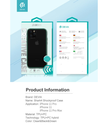 DEVIA Carcasa SHARK4 IPhone 11 PRO MAX TRANSPARENTE