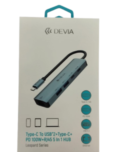DEVIA HUB 5 EN 1 TIPO C USBx2/RJ45/PD100W v2 GRIS 2