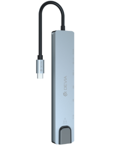 DEVIA HUB 8 EN 1 TIPO C HDMI/ USBx2/ PD 100W/ SD/ ETHERNET GRIS 2