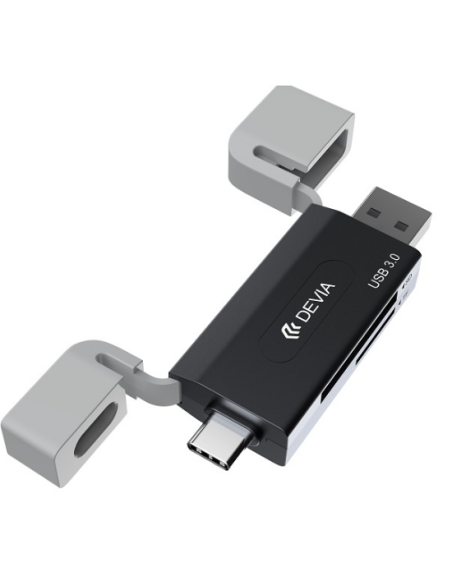 DEVIA LECTOR DE TARJETA USB/USB-C 3.0 NEGRO