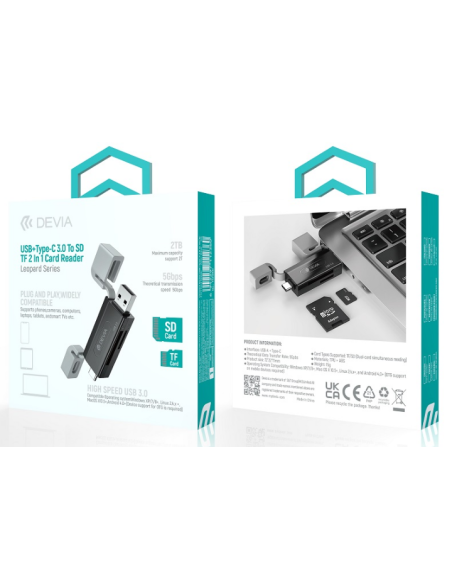 DEVIA LECTOR DE TARJETA USB/USB-C 3.0 NEGRO