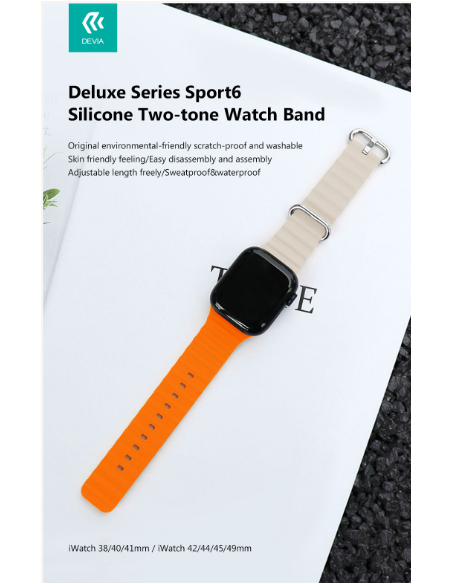 DEVIA CORREA SILICONE TWO-TONE SPORT6 Apple WATCH 42/44/45/49mm NEGRO/AMARILLO