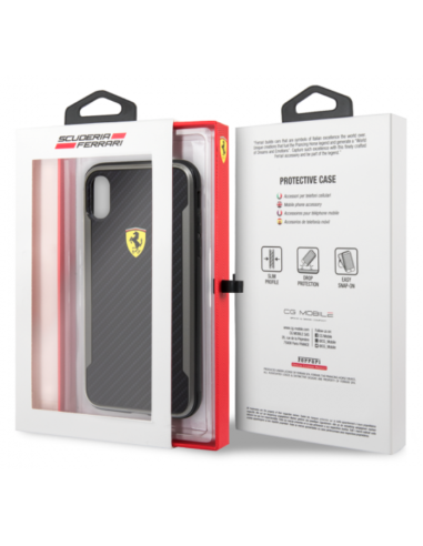FERRARI CARCASA HARD CARBON IPHONE XS MAX NEGRO