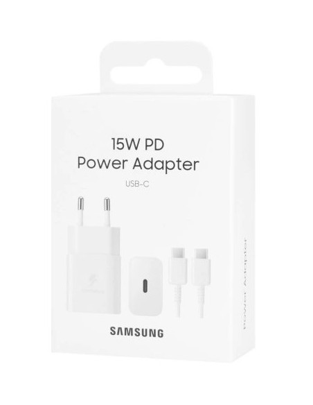 SAMSUNG CARGADOR 15W PD TIPO C + CABLE C-C BLANCO