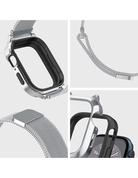 SPIGEN CARCASA/CORREA  APPLE WATCH METAL FIT PRO 9/8/7 42/44/45/49mm PLATA