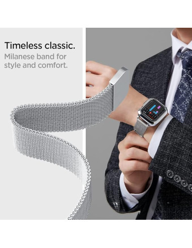 SPIGEN CARCASA/CORREA  APPLE WATCH METAL FIT PRO 9/8/7 42/44/45/49mm PLATA
