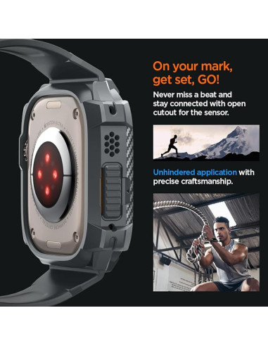 SPIGEN CARCASA/CORREA RUGGED ARMOR APPLE WATCH  ULTRA/ULTRA 2 49mm GRIS OSCURO