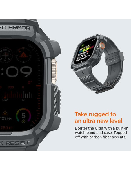 SPIGEN CARCASA/CORREA RUGGED ARMOR APPLE WATCH  ULTRA/ULTRA 2 49mm GRIS OSCURO