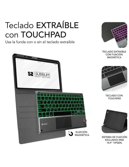 SUBBLIM FUNDA TECLADO RETROILUMINADO IPAD 10.9 (10 GEN)