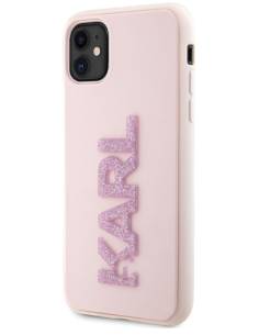 KARL LAGERFELD CARCASA 3D LOGO GLITTER IPHONE 15 PLUS ROSA