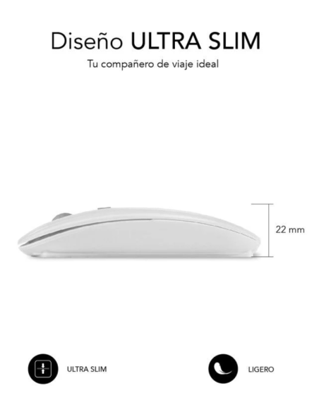 SUBBLIM RATON INALAMBRICO DUAL FLAT 1600DPI RECARGABLE BLANCO