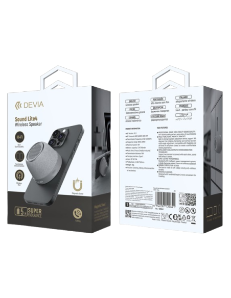 DEVIA  ALTAVOZ BLUETOOTH MAGNETICO SOUND LITE 4 GRIS