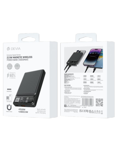 DEVIA BATERIA AUXILIAR MAGNETICA EXTREME 10000mAh 22.5W GRIS
