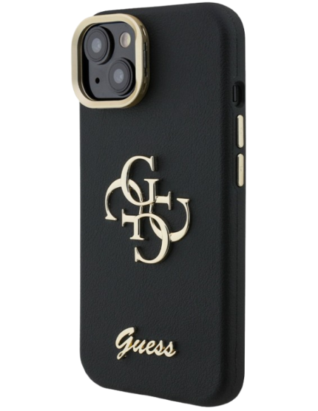 GUESS CARCASA GRAINED 4G SOPORTE CAMARA IPHONE 13 NEGRO