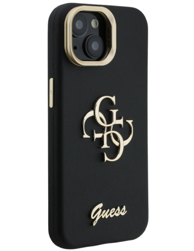 GUESS CARCASA GRAINED 4G SOPORTE CAMARA IPHONE 13 NEGRO