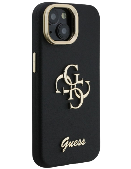 GUESS CARCASA GRAINED 4G SOPORTE CAMARA IPHONE 13 NEGRO