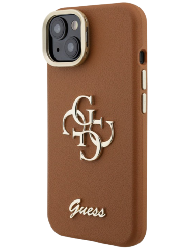GUESS CARCASA GRAINED 4G SOPORTE CAMARA IPHONE 15 MARRON
