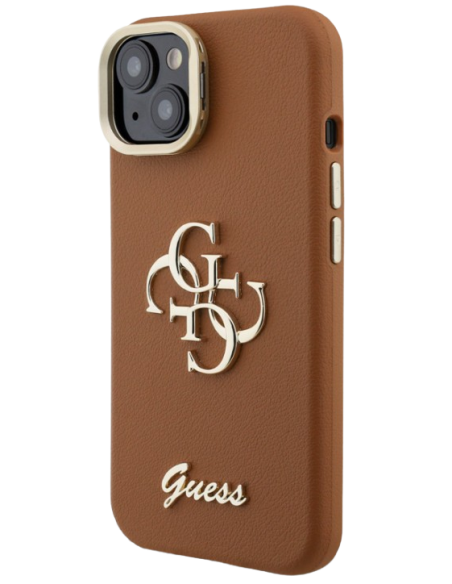 GUESS CARCASA GRAINED 4G SOPORTE CAMARA IPHONE 15 MARRON