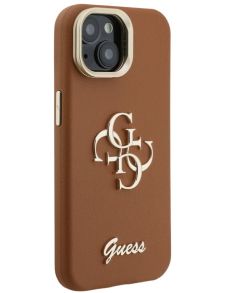 GUESS CARCASA GRAINED 4G SOPORTE CAMARA IPHONE 15 MARRON
