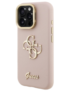 GUESS CARCASA GRAINED 4G SOPORTE CAMARA IPHONE 15 PRO MAX ROSA 2