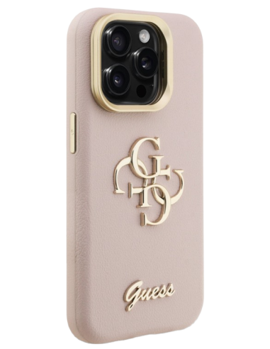 GUESS CARCASA GRAINED 4G SOPORTE CAMARA IPHONE 15 PRO MAX ROSA