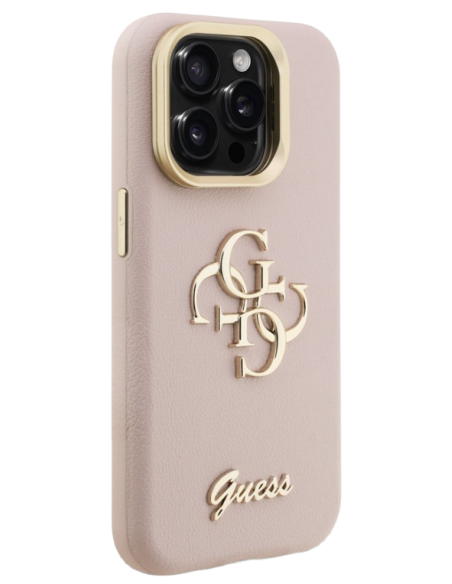 GUESS CARCASA GRAINED 4G SOPORTE CAMARA IPHONE 15 PRO MAX ROSA