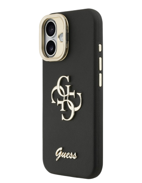 GUESS CARCASA GRAINED 4G SOPORTE CAMARA IPHONE 16 NEGRO