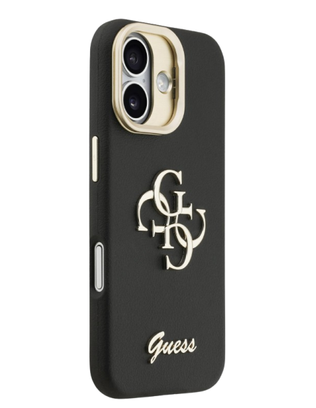 GUESS CARCASA GRAINED 4G SOPORTE CAMARA IPHONE 16 NEGRO