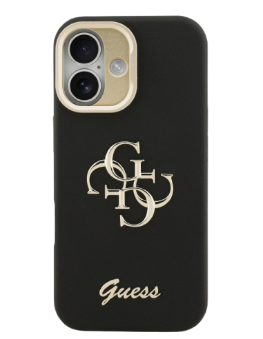 GUESS CARCASA GRAINED 4G SOPORTE CAMARA IPHONE 16 NEGRO