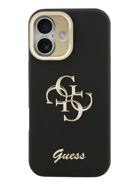 GUESS CARCASA GRAINED 4G SOPORTE CAMARA IPHONE 16 NEGRO