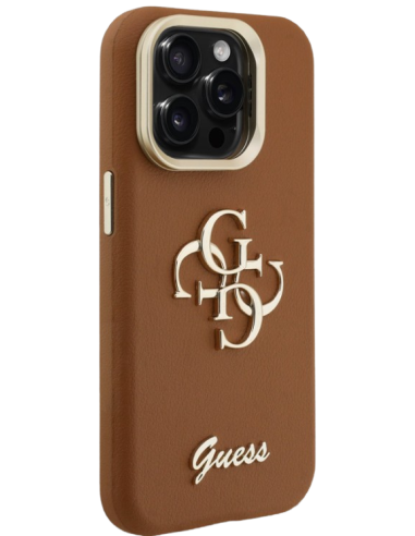 GUESS CARCASA GRAINED 4G SOPORTE CAMARA IPHONE 16 PRO MAX MARRON
