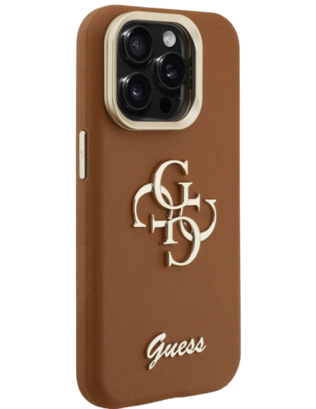GUESS CARCASA GRAINED 4G SOPORTE CAMARA IPHONE 16 PRO MAX MARRON
