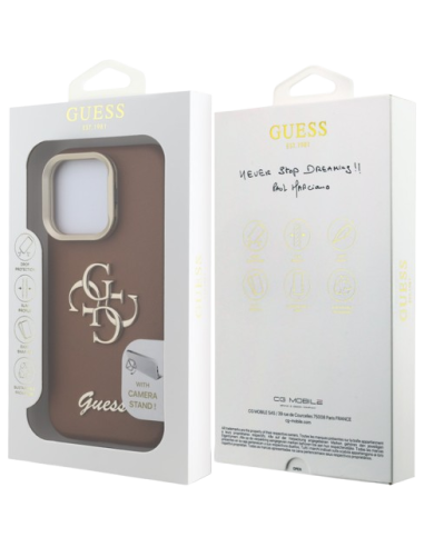 GUESS CARCASA GRAINED 4G SOPORTE CAMARA IPHONE 16 PRO MAX MARRON