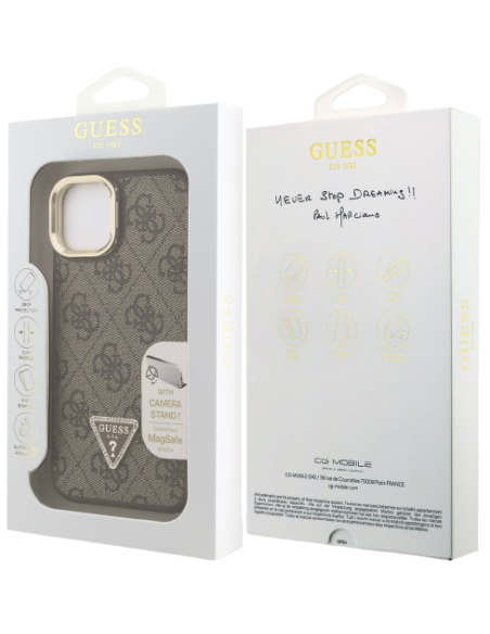 GUESS CARCASA MAGSAFE 4G TRIANGLE SOPORTE CAMARA IPHONE 13 MARRON