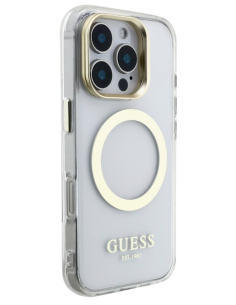 GUESS CARCASA MAGSAFE SOPORTE CAMARA IPHONE 15 PRO MAX DORADO 2