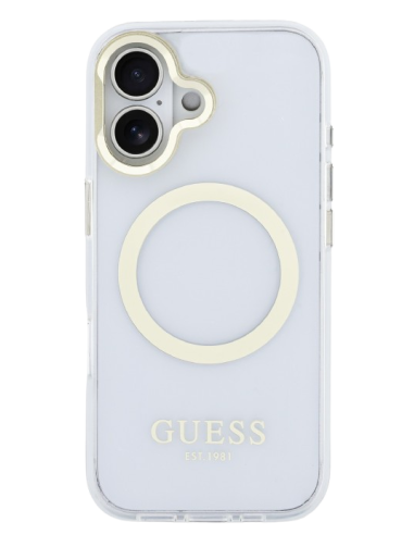 GUESS CARCASA MAGSAFE SOPORTE CAMARA IPHONE 16 DORADO