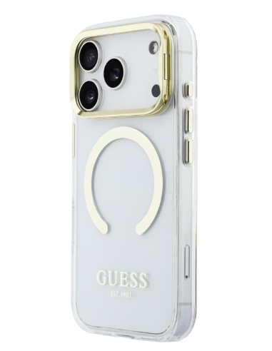 GUESS CARCASA MAGSAFE SOPORTE CAMARA IPHONE 17 PRO DORADO