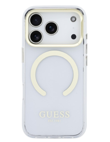 GUESS CARCASA MAGSAFE SOPORTE CAMARA IPHONE 17 PRO DORADO