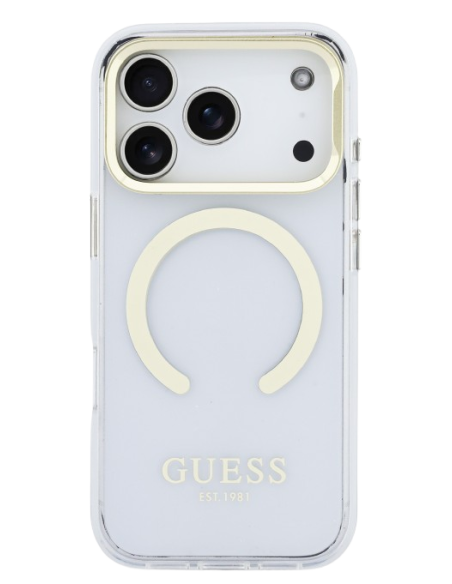 GUESS CARCASA MAGSAFE SOPORTE CAMARA IPHONE 17 PRO DORADO