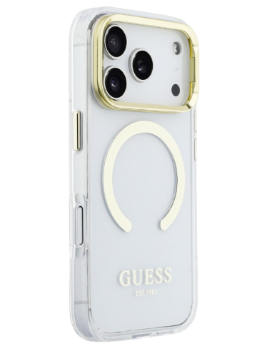 GUESS CARCASA MAGSAFE SOPORTE CAMARA IPHONE 17 PRO DORADO